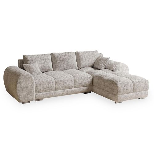 Canap D'angle 5 Places En Tissu Beige