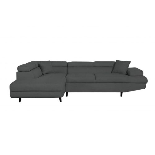 Canap D'angle  Gauche Convertible En Tissu Gris Fonc - Fiorina