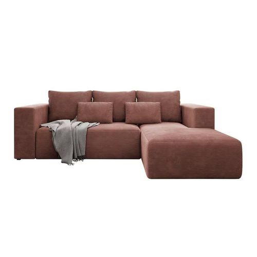 Canap D'angle Arvada 116, Rose, Fonction De Couchage, 255x161x91cm