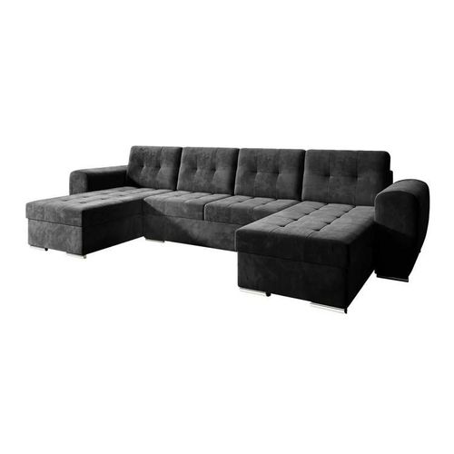 Canap D'angle Arvada 117, Noir, Fonction De Couchage, 326x157x97cm