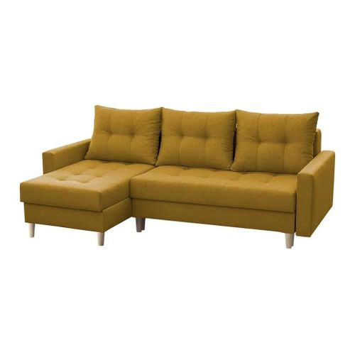 Canap D'angle Boulder 100, Jaune, Fonction De Couchage, 222x140x90cm