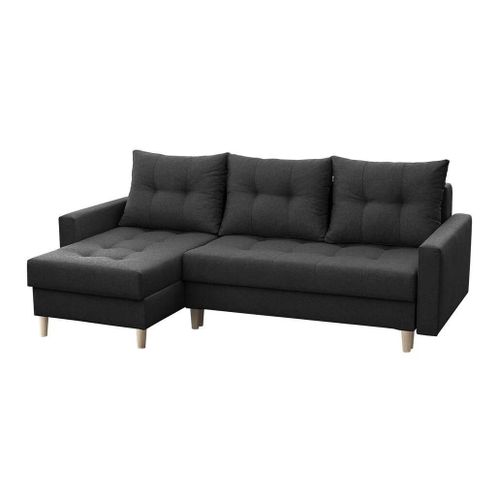 Canap D'angle Boulder 100, Noir, Fonction De Couchage, 222x140x90cm