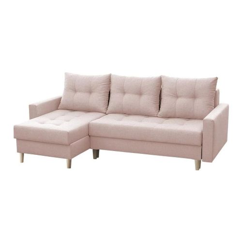 Canap D'angle Boulder 100, Rose, Fonction De Couchage, 222x140x90cm