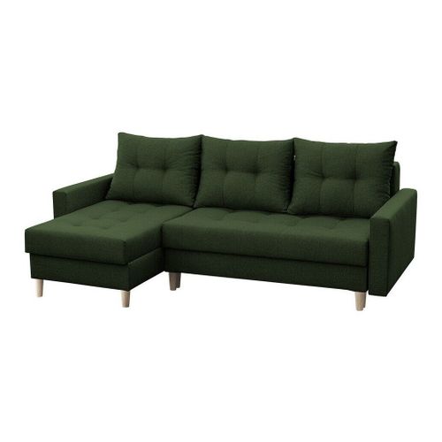 Canap D'angle Boulder 100, Vert, Fonction De Couchage, 222x140x90cm