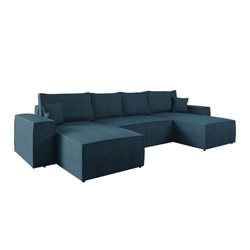 Canap D'angle Clovis 109, Bleu, Fonction De Couchage, 370x181x94cm