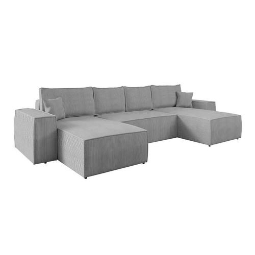 Canap D'angle Clovis 109, Gris, Fonction De Couchage, 370x181x94cm