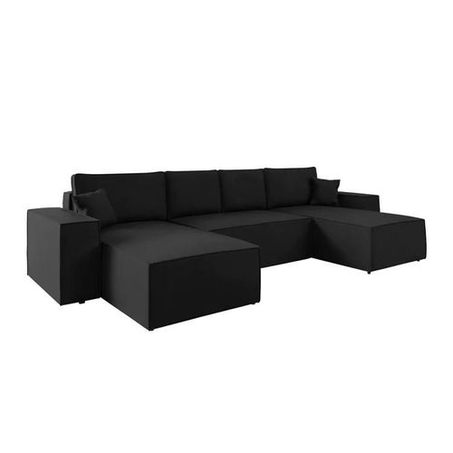 Canap D'angle Clovis 109, Noir, Fonction De Couchage, 370x181x94cm