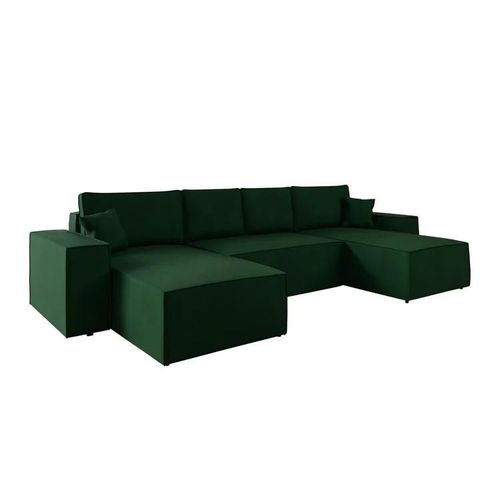 Canap D'angle Clovis 109, Vert, Fonction De Couchage, 370x181x94cm