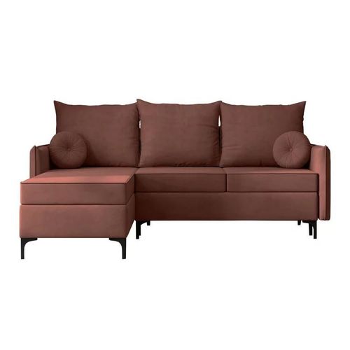 Canap D'angle Clovis 112, Rose, Fonction De Couchage, 213x168x101cm