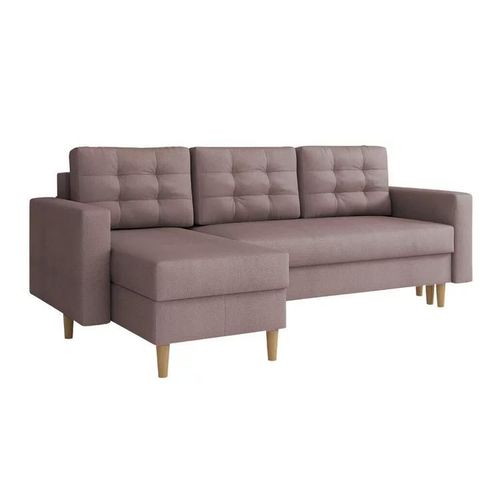Canap D'angle Columbus 108, Rose, Fonction De Couchage, 220x135x88cm