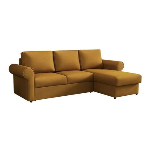 Canap D'angle Columbus 131, Jaune, Fonction De Couchage, 246x155x90cm