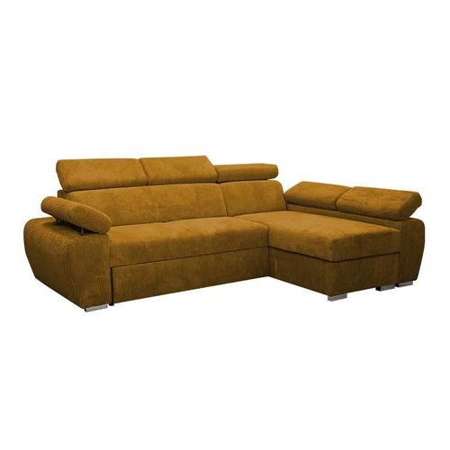 Canap D'angle Columbus 192, Jaune, Fonction De Couchage, 255x170x85cm