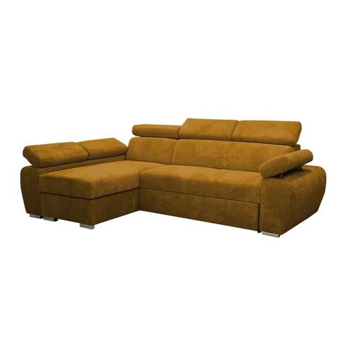 Canap D'angle Columbus 192, Jaune, Fonction De Couchage, 255x170x85cm