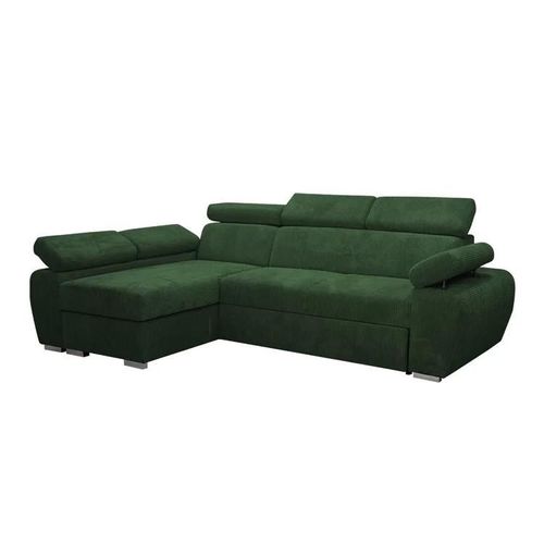 Canap D'angle Columbus 192, Vert, Fonction De Couchage, 255x170x85cm