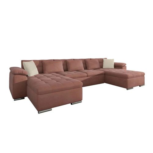 Canap D'angle Comfivo 111, Rose, Fonction De Couchage, 375x155x76cm