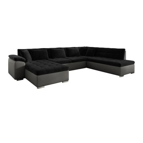 Canap D'angle Comfivo 114, Noir, Fonction De Couchage, 348x205x76cm