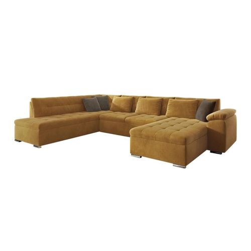 Canap D'angle Comfivo 128, Jaune, Fonction De Couchage, 348x205x76cm
