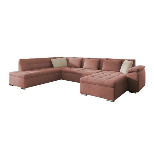 Canap D'angle Comfivo 128, Rose, Fonction De Couchage, 348x205x76cm