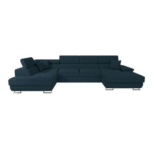 Canap D'angle Comfivo 138, Bleu, Fonction De Couchage, 345x202x71cm