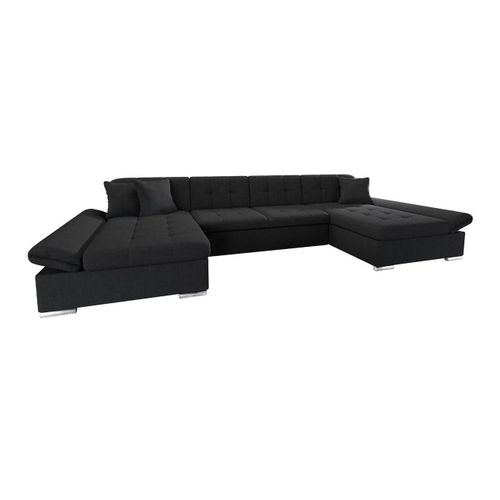 Canap D'angle Comfivo 155, Noir, Fonction De Couchage, 360x160x75cm
