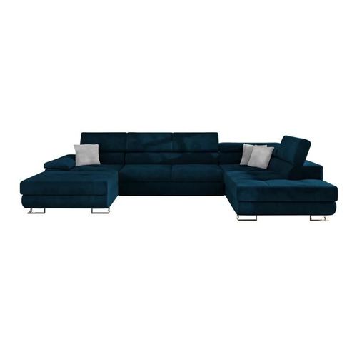Canap D'angle Comfivo 190, Bleu, Fonction De Couchage, 345x202x71cm