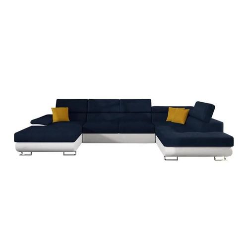 Canap D'angle Comfivo 190, Bleu, Fonction De Couchage, 345x202x71cm
