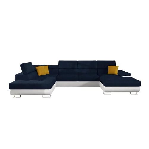 Canap D'angle Comfivo 190, Bleu, Fonction De Couchage, 345x202x71cm