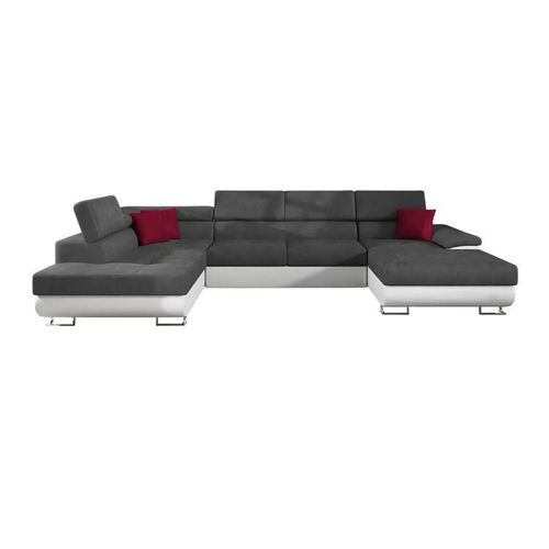 Canap D'angle Comfivo 190, Gris, Fonction De Couchage, 345x202x71cm