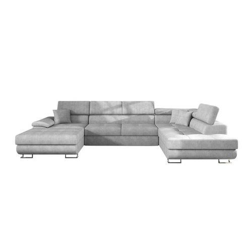 Canap D'angle Comfivo 190, Gris, Fonction De Couchage, 345x202x71cm