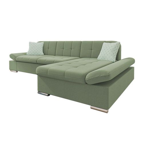 Canap D'angle Comfivo 219, Vert, Fonction De Couchage, 278x161x76cm
