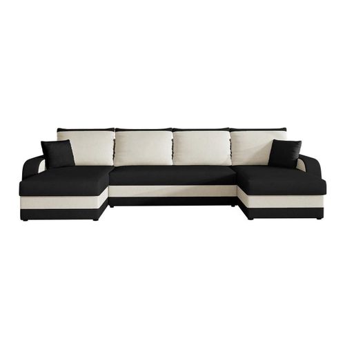 Canap D'angle Comfivo 233, Noir, Fonction De Couchage, 304x140x80cm