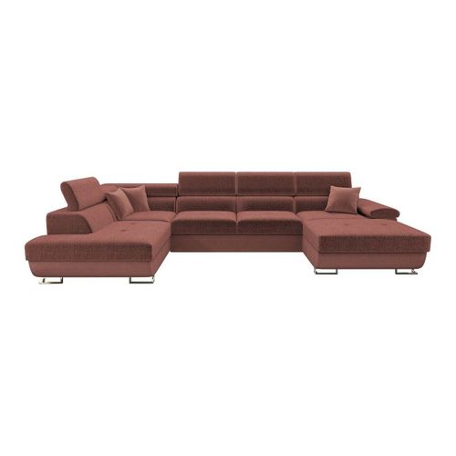 Canap D'angle Comfivo 241, Rose, Fonction De Couchage, 345x202x71cm