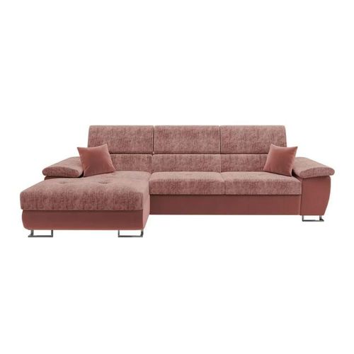 Canap D'angle Comfivo 242, Rose, Fonction De Couchage, 275x170x71cm