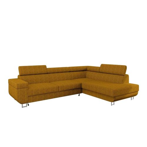 Canap D'angle Comfivo 306, Jaune, Fonction De Couchage, 253x188x71cm