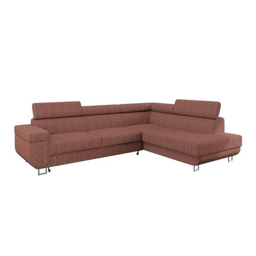 Canap D'angle Comfivo 306, Rose, Fonction De Couchage, 253x188x71cm