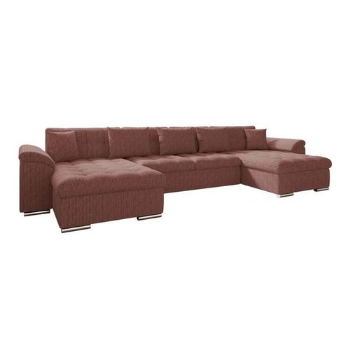Canap D'angle Comfivo 359, Rose, Fonction De Couchage, 375x155x76cm