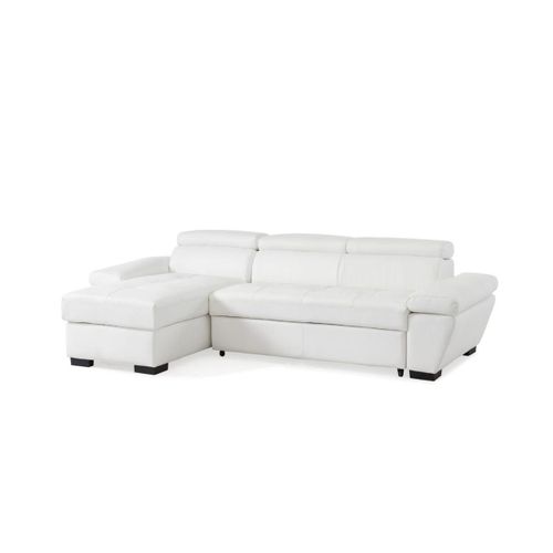 Canap D'angle Convertible En Cuir Jonova - Blanc - Angle Gauche