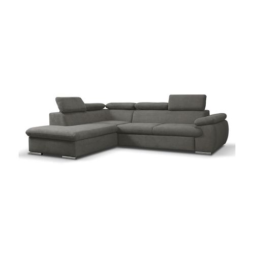 Canap D'angle Convertible En Tissu Avec Coffre De Rangement Fabien - Anthracite - Angle Gauche