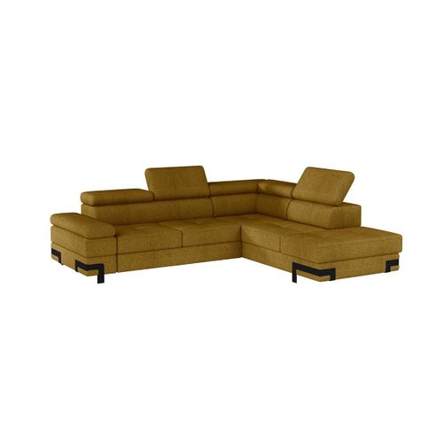 Canap D'angle Convertible En Tissu Damien Ii - Jaune Moutarde - Angle Droit
