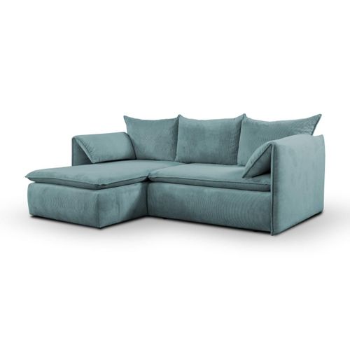 Canap D'angle Convertible En Velours Ctel Bleu Teodora De Pascal Morabito - Angle Gauche