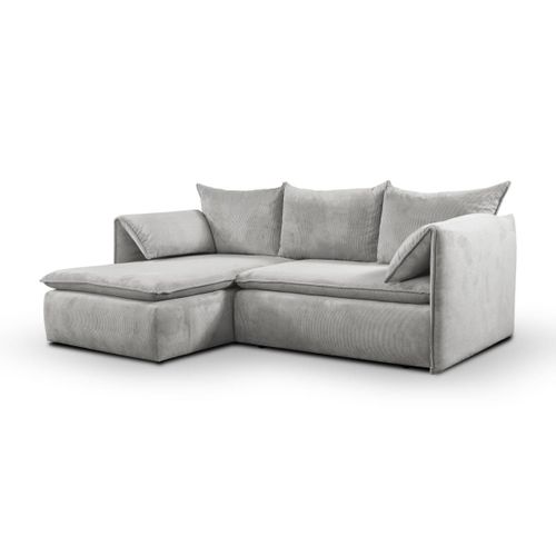 Canap D'angle Convertible En Velours Ctel Gris Clair Teodora De Pascal Morabito - Angle Gauche