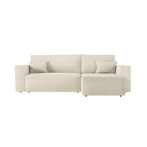 Canap D'angle Convertible Rversible En Tissu Textur 3d - Beige