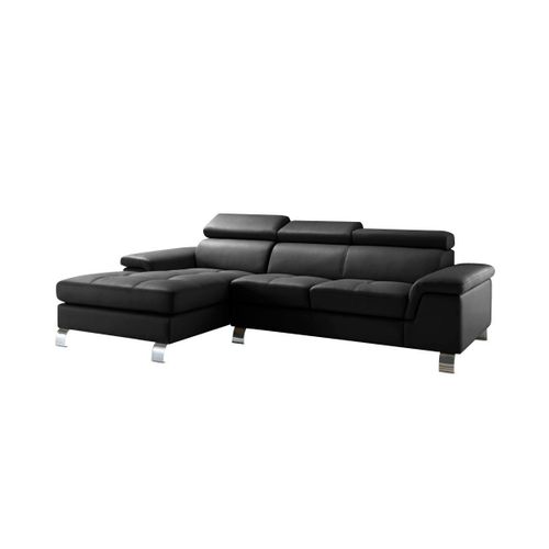 Canap D'angle Cuir Mishima - Noir - Angle Gauche