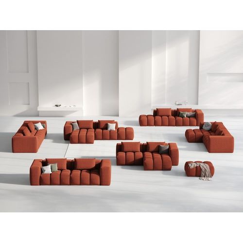 Canap D'angle Droit Modulable 3 Places En Tissu Structurel Corail