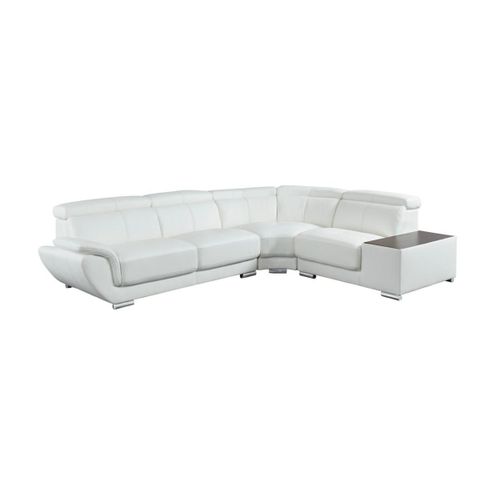 Canap D'angle En Cuir Nahia - Blanc - Angle Droit