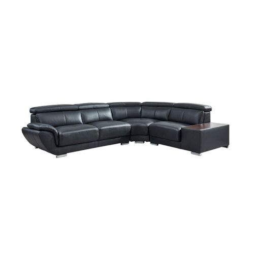 Canap D'angle En Cuir Nahia - Noir - Angle Droit