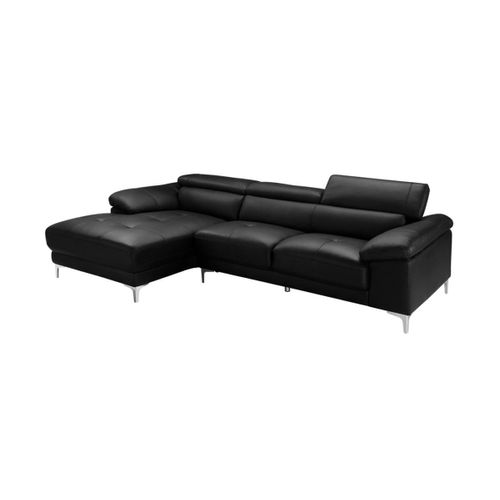 Canap D'angle En Cuir Solange - Noir - Angle Gauche