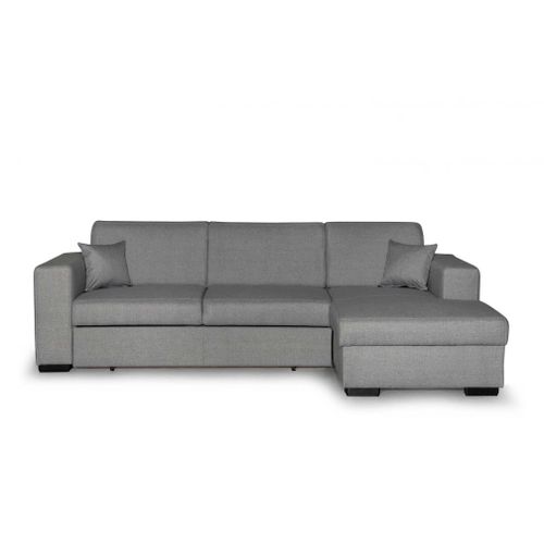 Canap D'angle Fuji Xl Convertible Avec Coffre En Tissu - Angle Droit, Gris Clair