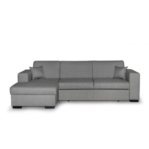 Canap D'angle Fuji Xl Convertible Avec Coffre En Tissu - Angle Gauche, Gris Clair