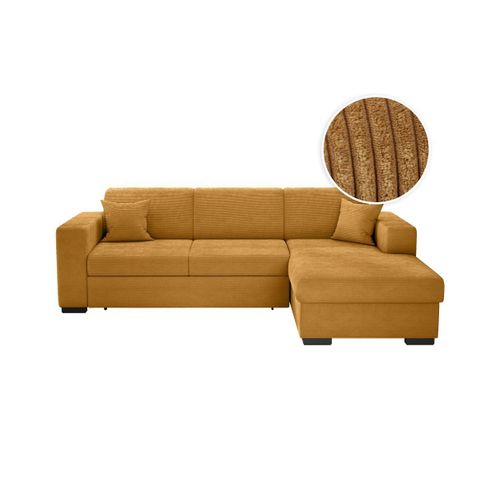 Canap D'angle Fuji Xl Convertible Avec Coffre En Velours Ctel - Angle Droit - Beige